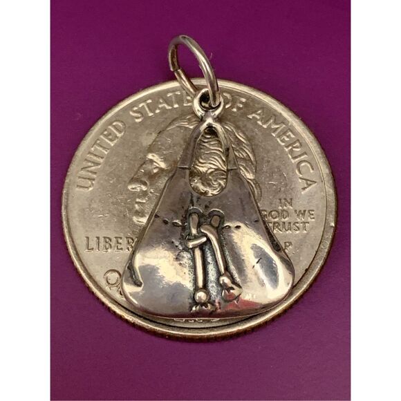 .925 Hobo Purse Bag Sterling Silver Jewelry Charm #vintage - Picture 3 of 3